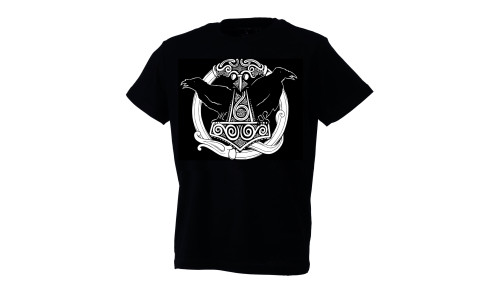 Mjølner med ravne T-shirt - Created by Ian Ibæk Møller ©