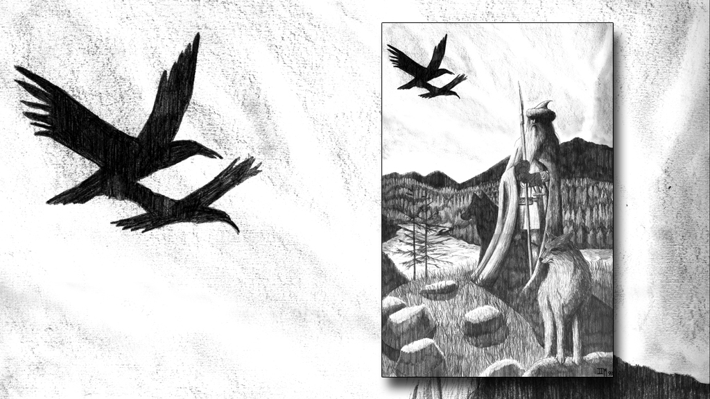 Allfather Odin illustration by Ian Ibæk Møller 1998